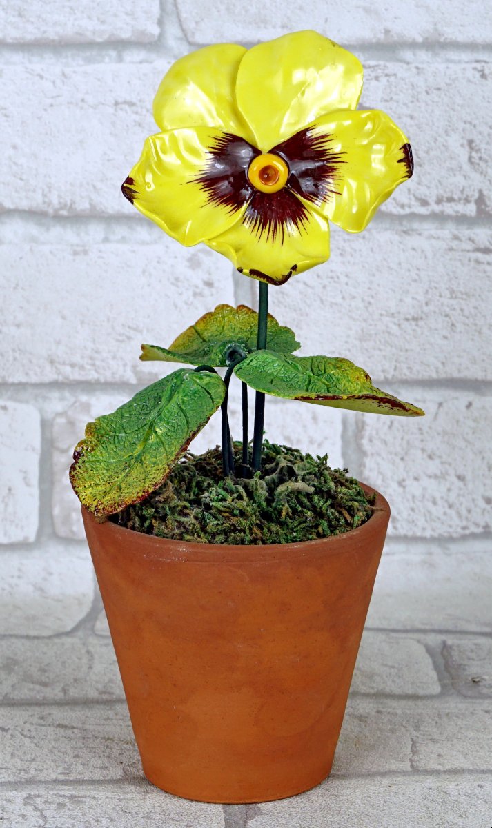 "yellow Pansy" Porcelain Sculpture By Didier Gardillou-photo-2