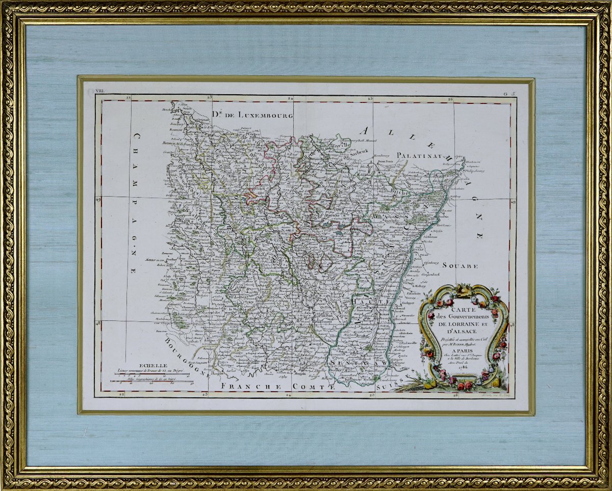 Beautiful And Large Engraving, “map Of The Governments Of Lorraine And Alsace” – 18th Century 
