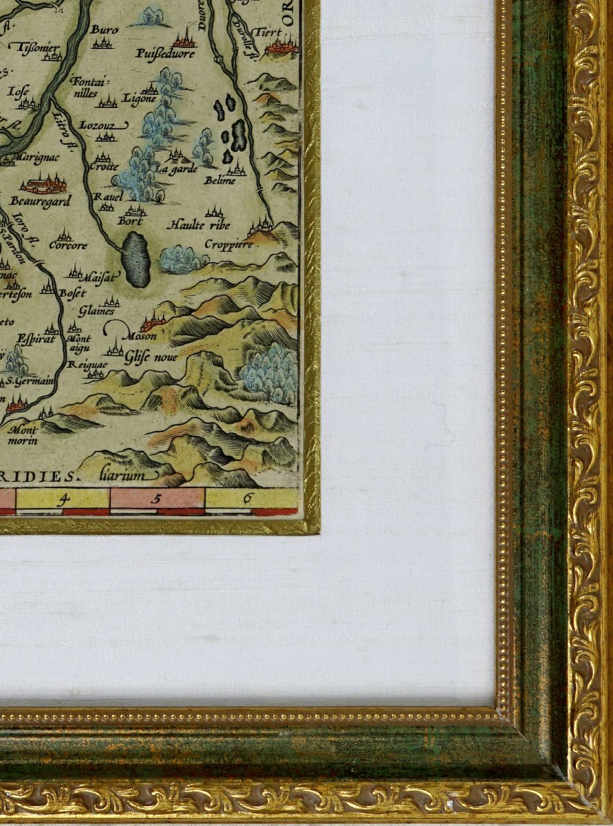 Engraving: An Old Map Of The Limagne, A Region Of Auvergne Around Clermont-ferrand—16th Century-photo-2