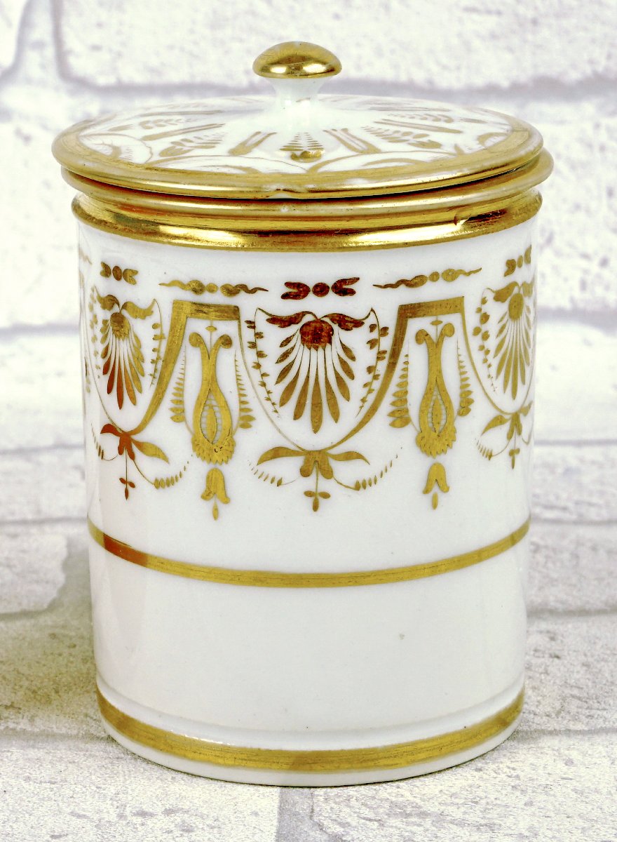 Coffee Cup  - Ointment - Cream And Its Lid Made Of Paris Porcelain - Early 19th Century-photo-3