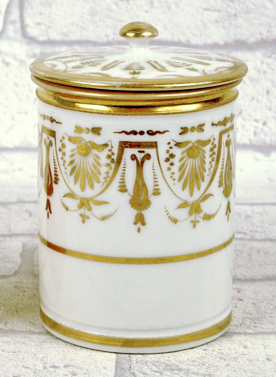 Coffee Cup  - Ointment - Cream And Its Lid Made Of Paris Porcelain - Early 19th Century-photo-4