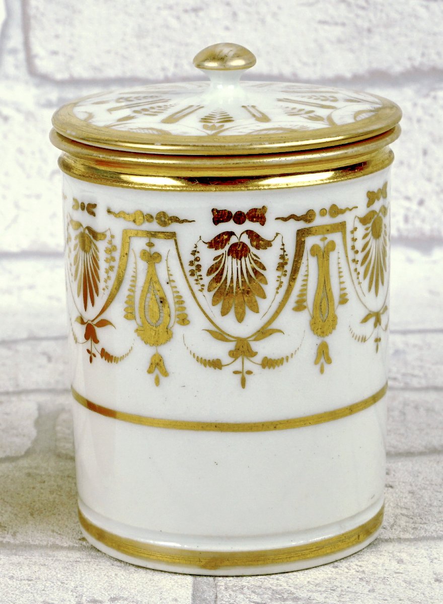 Coffee Cup  - Ointment - Cream And Its Lid Made Of Paris Porcelain - Early 19th Century-photo-1