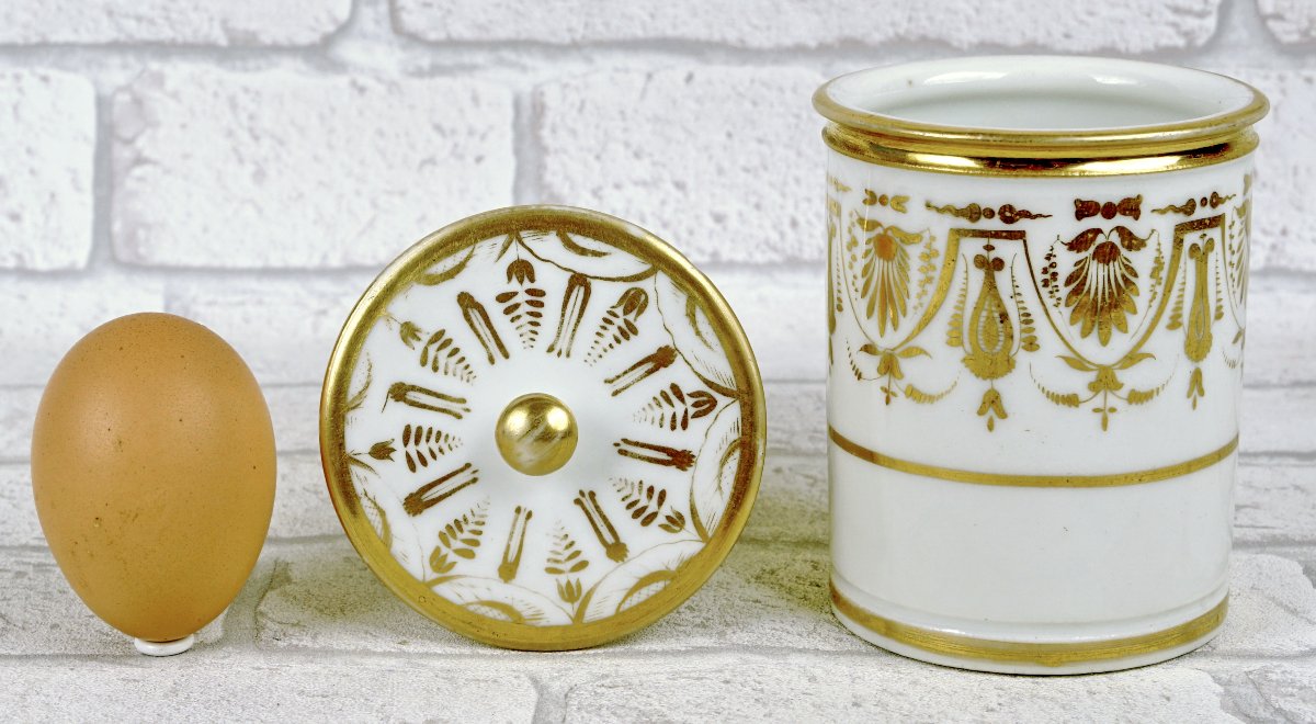 Coffee Cup  - Ointment - Cream And Its Lid Made Of Paris Porcelain - Early 19th Century-photo-2