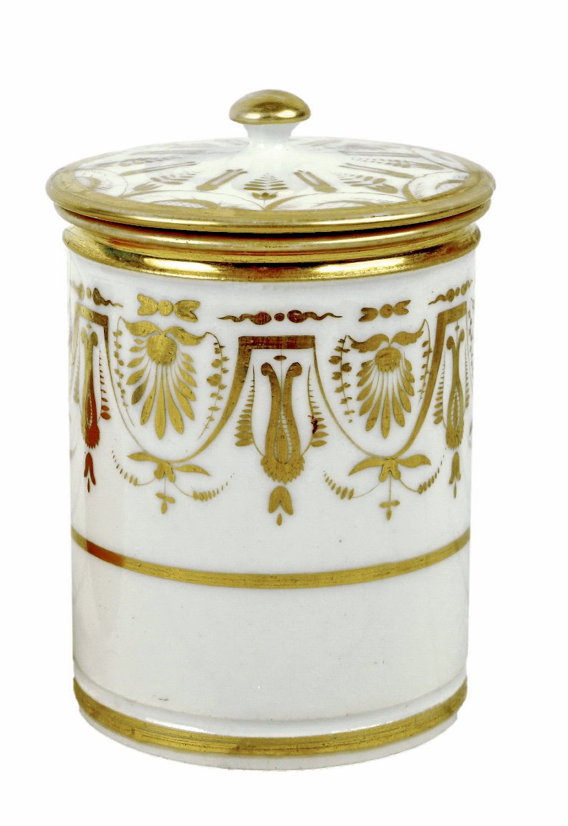Coffee Cup  - Ointment - Cream And Its Lid Made Of Paris Porcelain - Early 19th Century