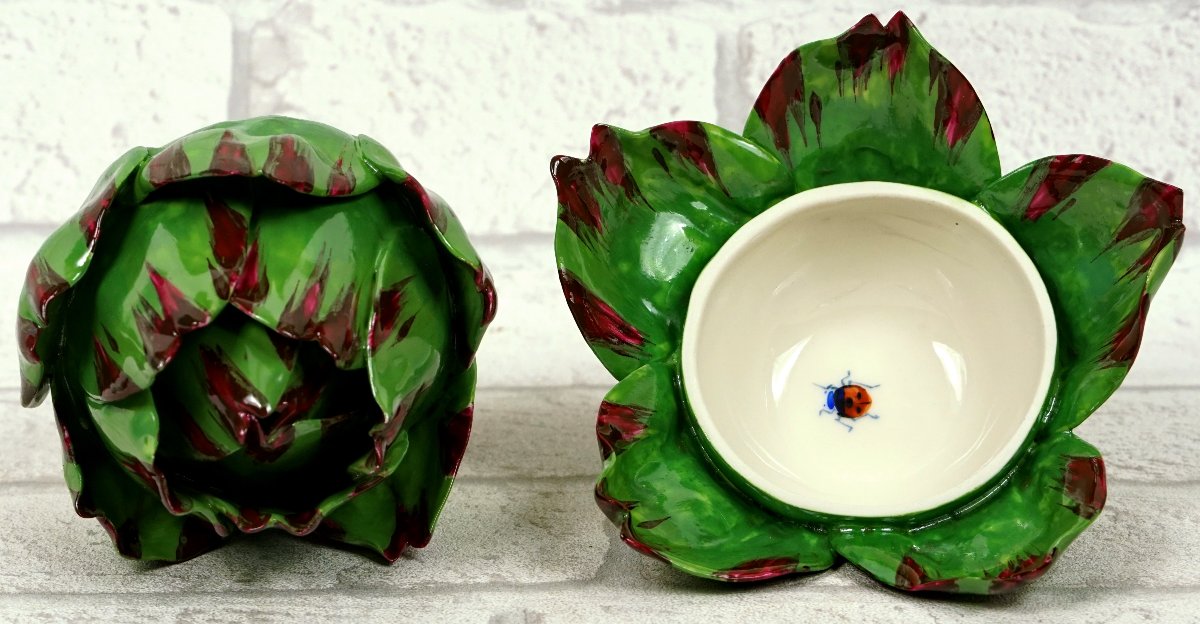 Trompe l'Oeil Artichoke-shaped Box Made Of Porcelain By Didier Gardillou -photo-2
