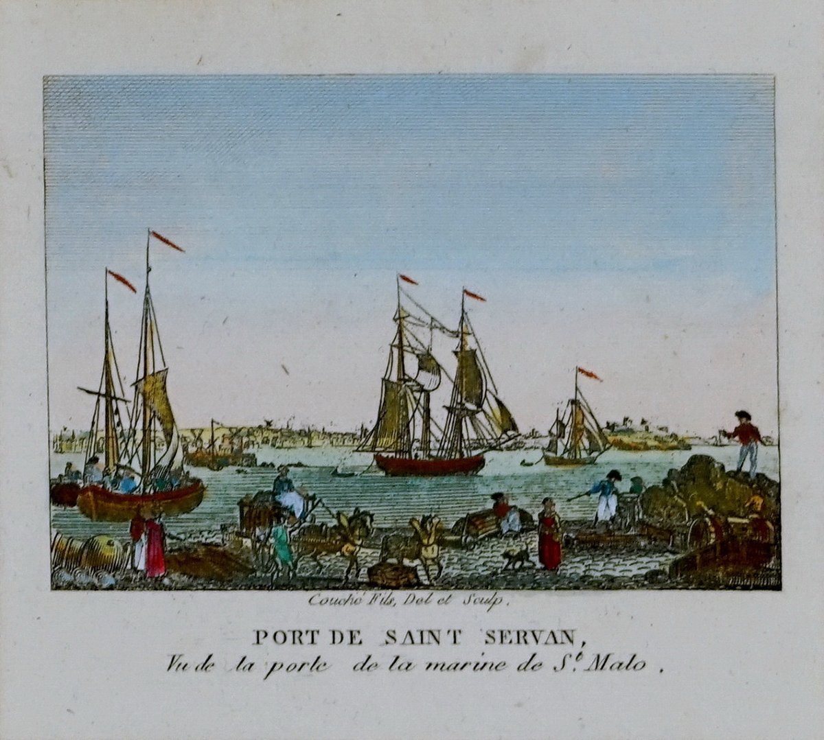Gravure du PORT DE SAINT SERVAN (35 - Ile et Vilaine) - Vue de la rade - Ep. DEBUT XIXe-photo-3