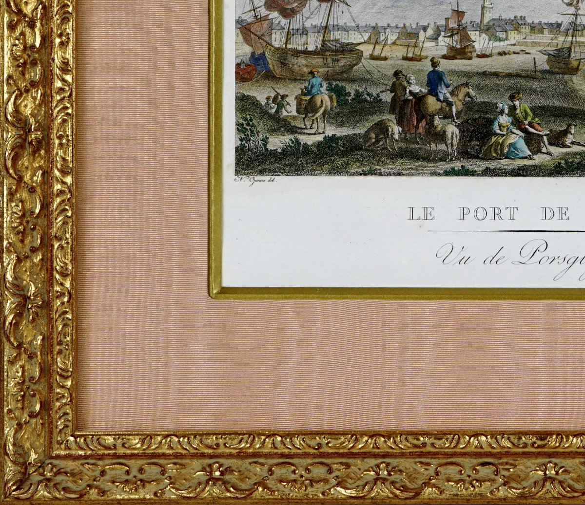  Gravure « LE PORT DE ROSCOF, VU DE PORSGLAFSE » – Ep. XVIIIe-photo-2
