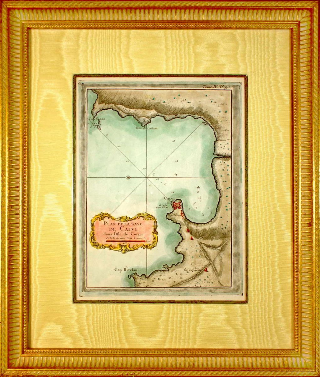 Corsica - Rare Marine Chart Engraving - Plan Of The Baye De Calvi In The Isle Of Corsica - Ep. XVIII