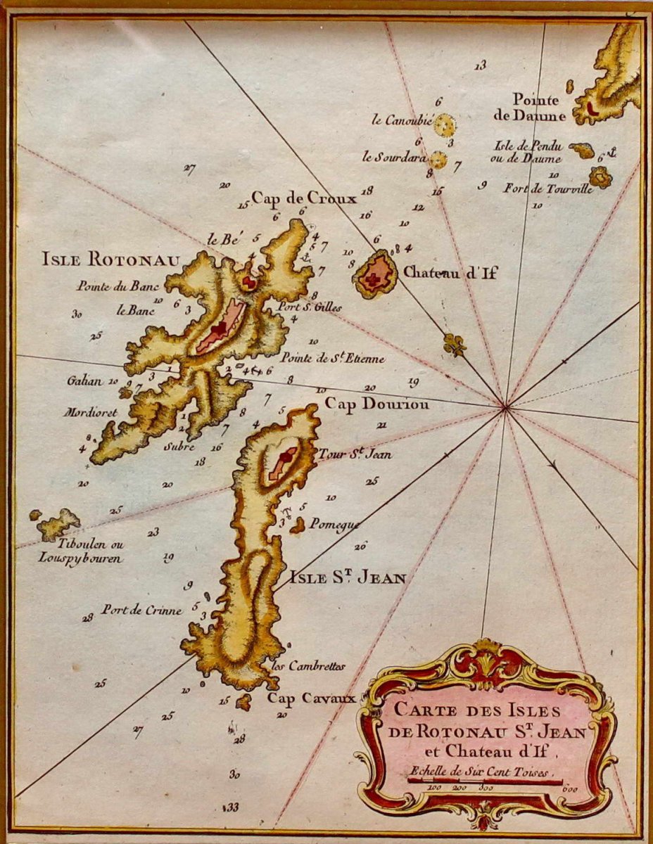 Marine Chart Engraving Of The Islands Of Rotonau St Jean And Château d'If - Approx. Marseille - Ep. XVIIIth-photo-3
