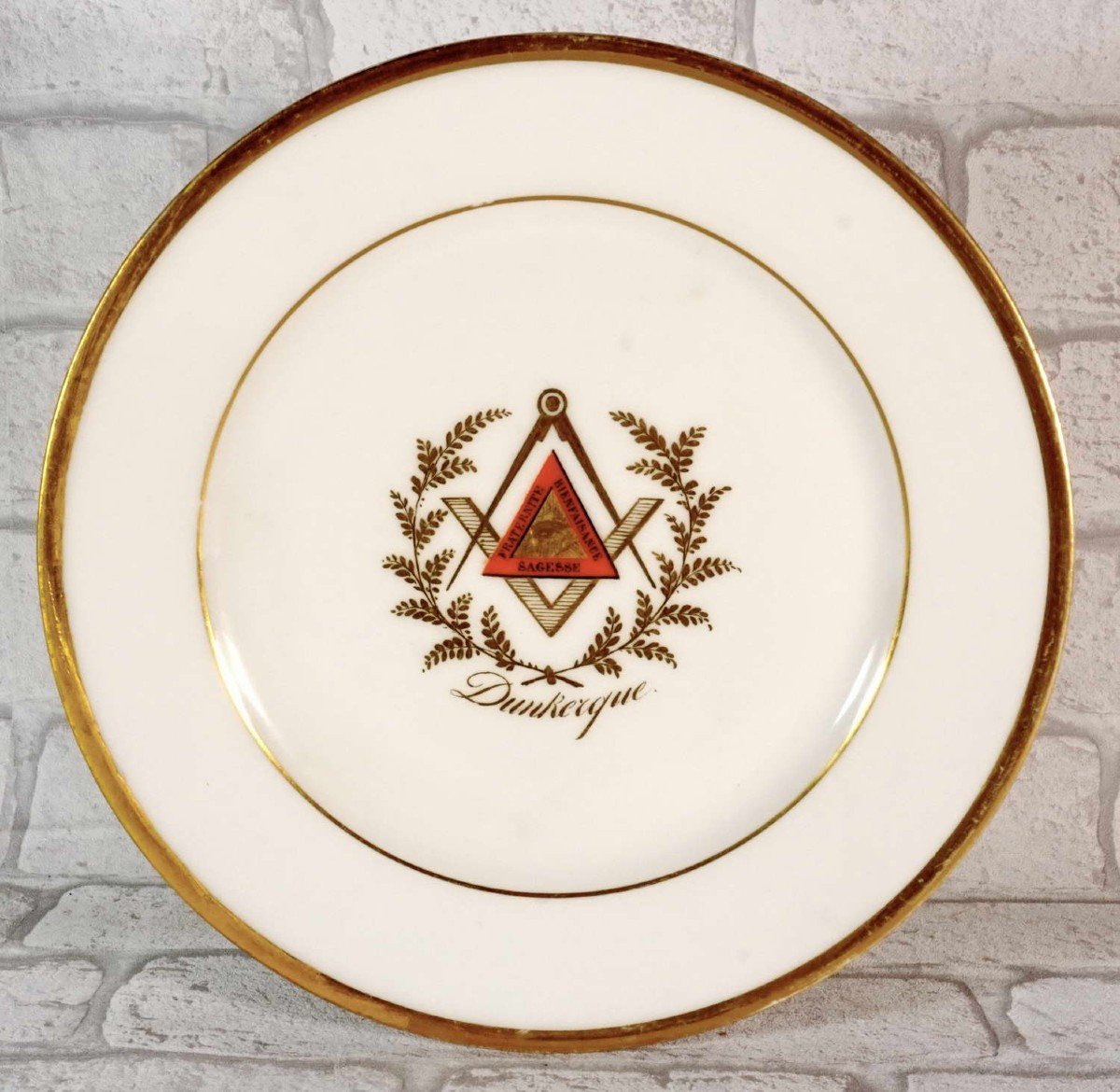 Paris Porcelain Plate - Freemasonry Of Dunkirk - Ep. 1st Half Nineteenth-photo-4