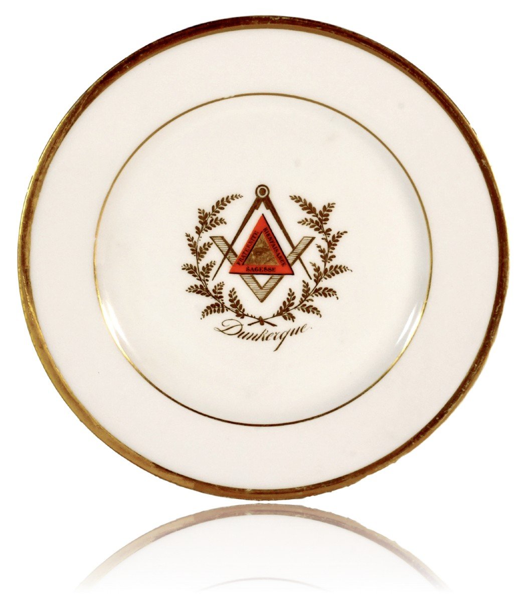 Paris Porcelain Plate - Freemasonry Of Dunkirk - Ep. 1st Half Nineteenth