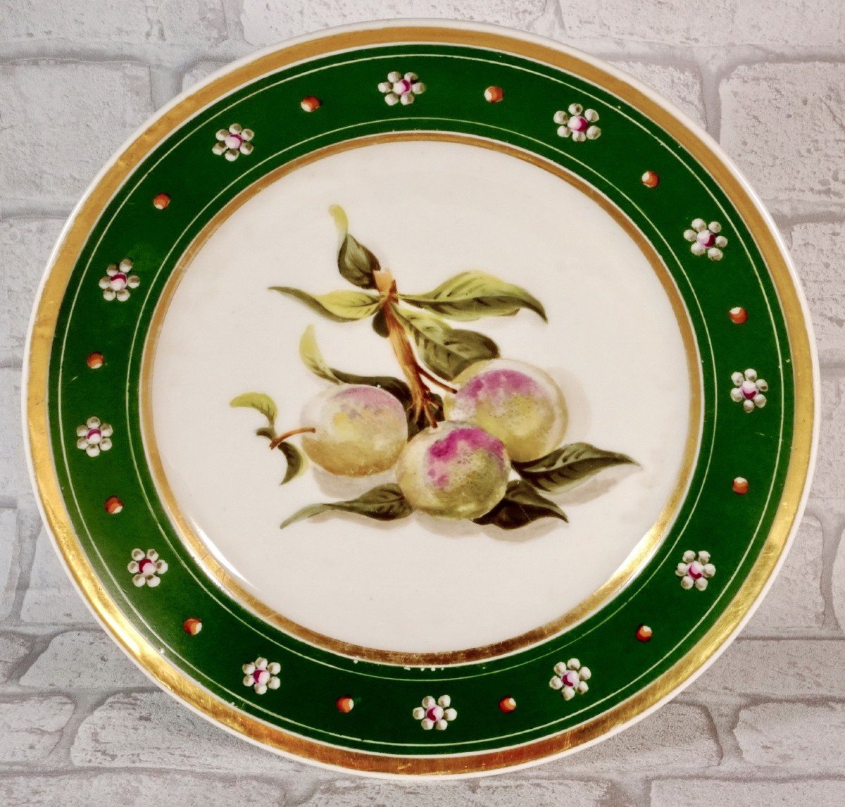 Plate With Fruit Decor In Paris Porcelain - Ep. Restoration (circa 1830)-photo-3