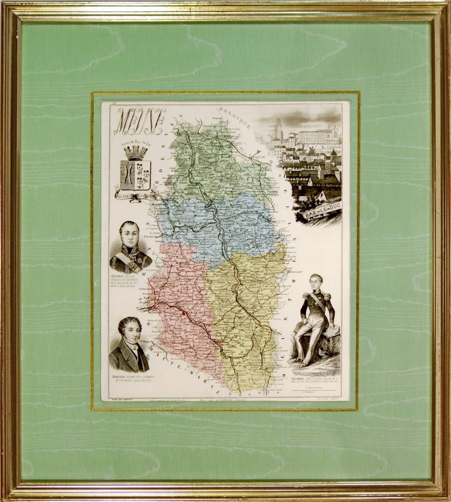 Gravure représentant la  CARTE DE DÉPARTEMENTALE  de "LA MEUSE" (55) - Ep. FIN XIXe-photo-2