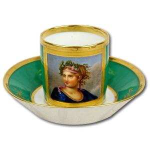 Belle Tasse Et Sa Soucoupe En Porcelaine De Paris - Ep. Debut XIXe