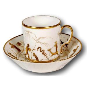 Beautiful "litron" Cup And Its Paris Porcelain Saucer - Ep. 18th Century - Louis XVI