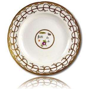 Rare Plate With Rebus Decor In Paris Porcelain - Manufacture De Nast - Ep. 18th Century
