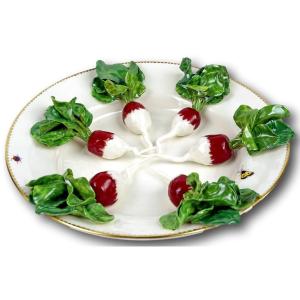 Trompe l'Oeil Plate With "radishes" In Porcelain By Didier Gardillou
