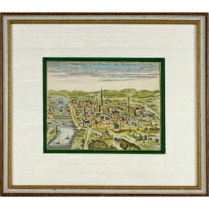 gravure ancienne - VUE DE LA VILLE DE ROUEN - Ep. DÉBUT XVIIIe