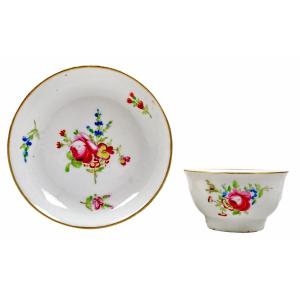 TASSE  "TURQUE" et sa SOUCOUPE en porcelaine de BORDEAUX -  VERNEUILH et NEVEU - Ep. XVIIIe