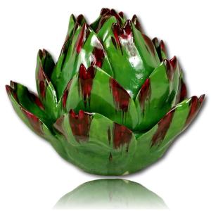 Boite en forme d'ARTICHAUT - Trompe l'Oeil  en porcelaine de Didier Gardillou