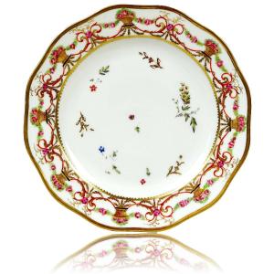 Assiette à Dessert en Porcelaine De Paris - Ep. XVIIIe - Louis XVI