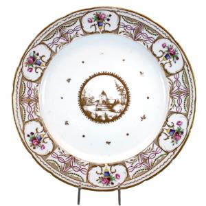ASSIETTE à décor d'une RUCHE - porcelaine de PARIS - Manufacture de la Rue AMELOT - Ep. XVIIIe