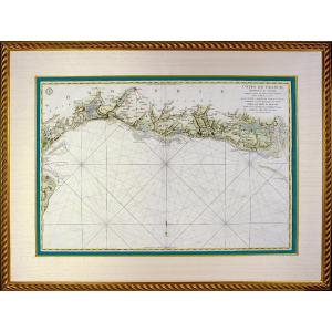 BELLE et GRANDE CARTE MARINE - DEPUIS LE HAVRE de GRÂCE JUSQU'A ISIGNY SUR MER - Ep. XVIIIe