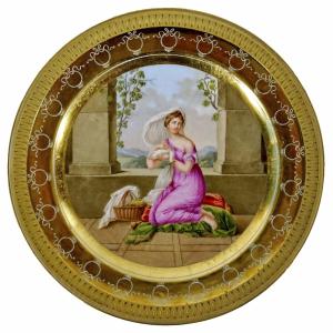 ASSIETTE  - Dorure A LA MOLETTE en porcelaine de la Manufacture de NAST - PARIS - Ep. EMPIRE
