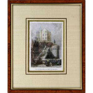 Gravure du MONT SAINT MICHEL - VUE INTERIEURE - Ep. XIXe