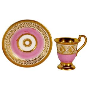 Tasse Miniature et sa Soucoupe en Porcelaine de Paris - Manufacture de DARTE - Ep. Début XIXe