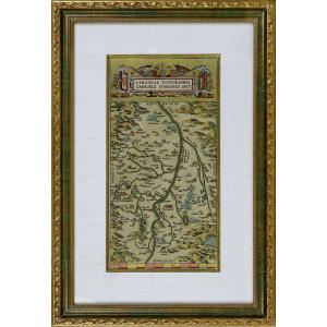 Gravure CARTE ANCIENNE DE LA LIMAGNE partie de l’Auvergne autour de Clermont-Ferrand - Ep. XVIe