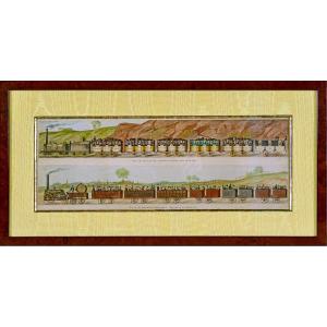 Engraving - Passenger Trains On The Liverpool–manchester Line – Jupiter And North Star - 19th Century