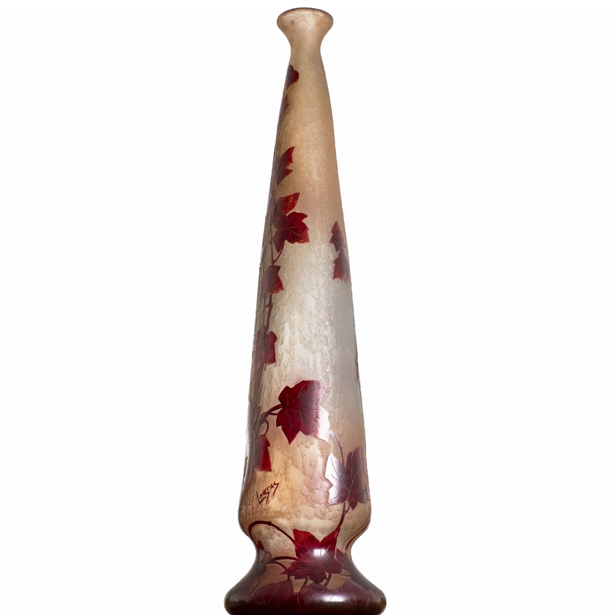 Spectacular 1910 Ruby Vase 23,6 Inch Théodore Legras-photo-1