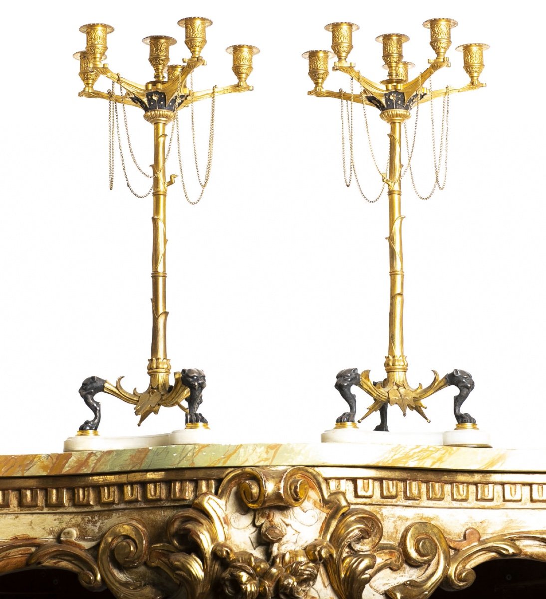 Important Pair Of "bamboo" Candelabras In The Style Of H. Cahieux And F. Barbedienne Circa 1870-photo-4