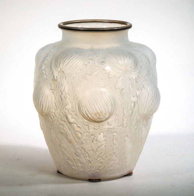 Thistle Vase Domremy By Master Glassmaker René Lalique Circa 1926 Art Deco-photo-6