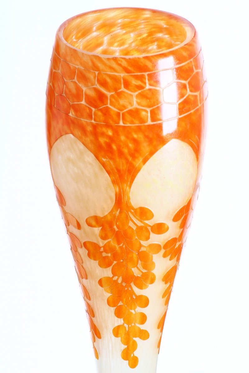 Spectacular Vase "dattiers" 62 Cm French Glass Charles Schneider Circa 1918-1921-photo-2