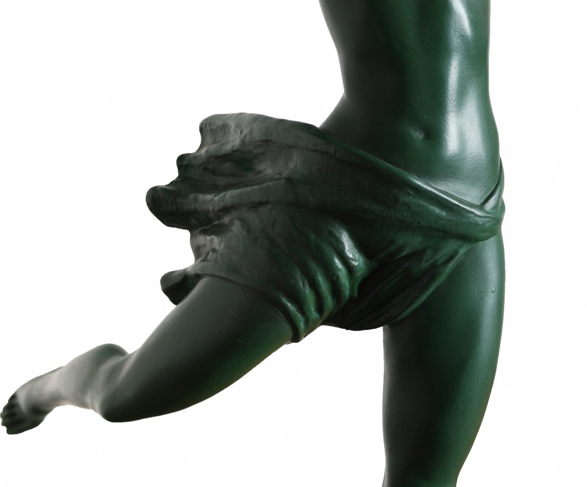 Large Atalante Sculpture 27,2 Inch De Marco Diane Chasseresse Max Le Verrier  - 1928 Art Deco -photo-3