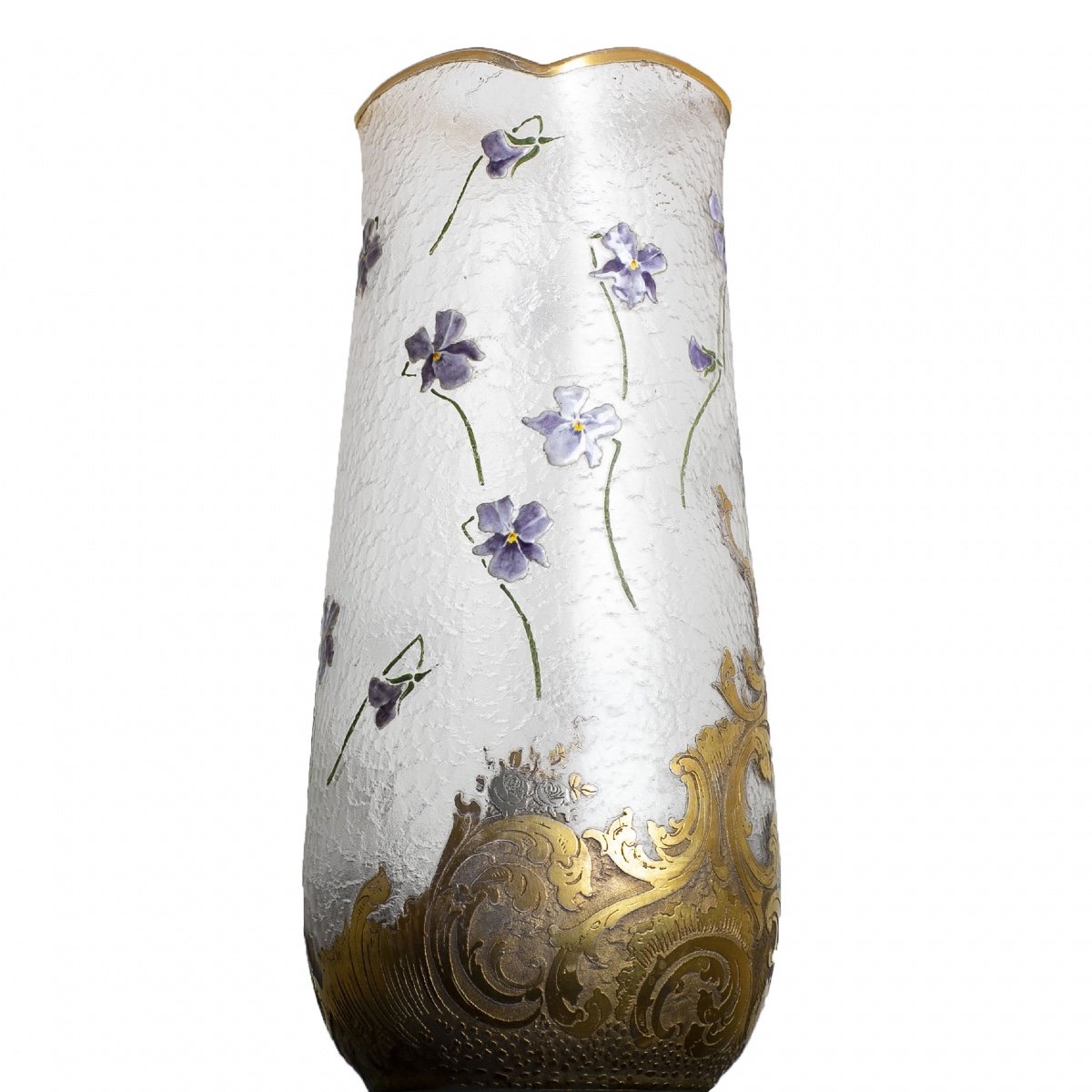 Pair Of Large Vases With Violets By Montjoye Legras 1900 - Art Nouveau-photo-4