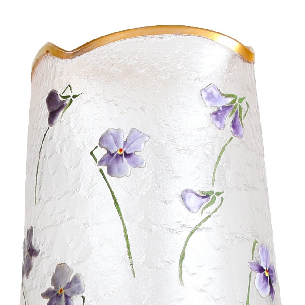 Pair Of Large Vases With Violets By Montjoye Legras 1900 - Art Nouveau-photo-1
