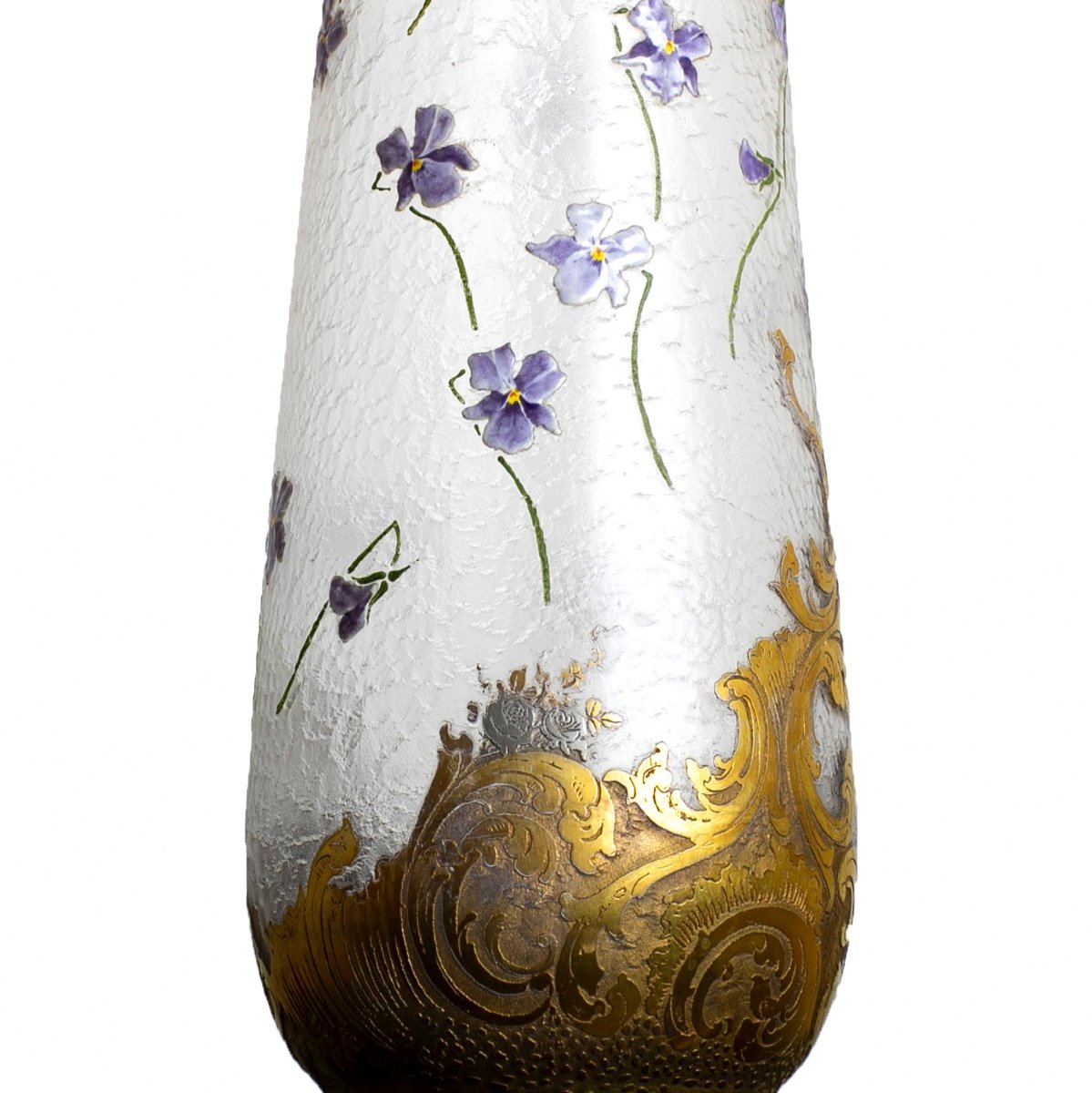 Pair Of Large Vases With Violets By Montjoye Legras 1900 - Art Nouveau-photo-2