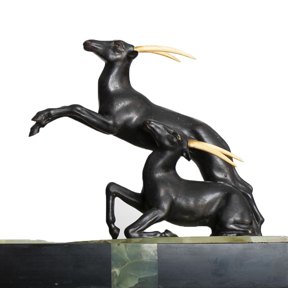 Grande Sculpture Diane Chasseresse d'Antilopes Par Ugo Cipriani (1887-1960) Art Deco 1930-photo-3