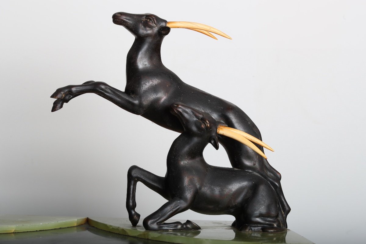 Grande Sculpture Diane Chasseresse d'Antilopes Par Ugo Cipriani (1887-1960) Art Deco 1930-photo-2