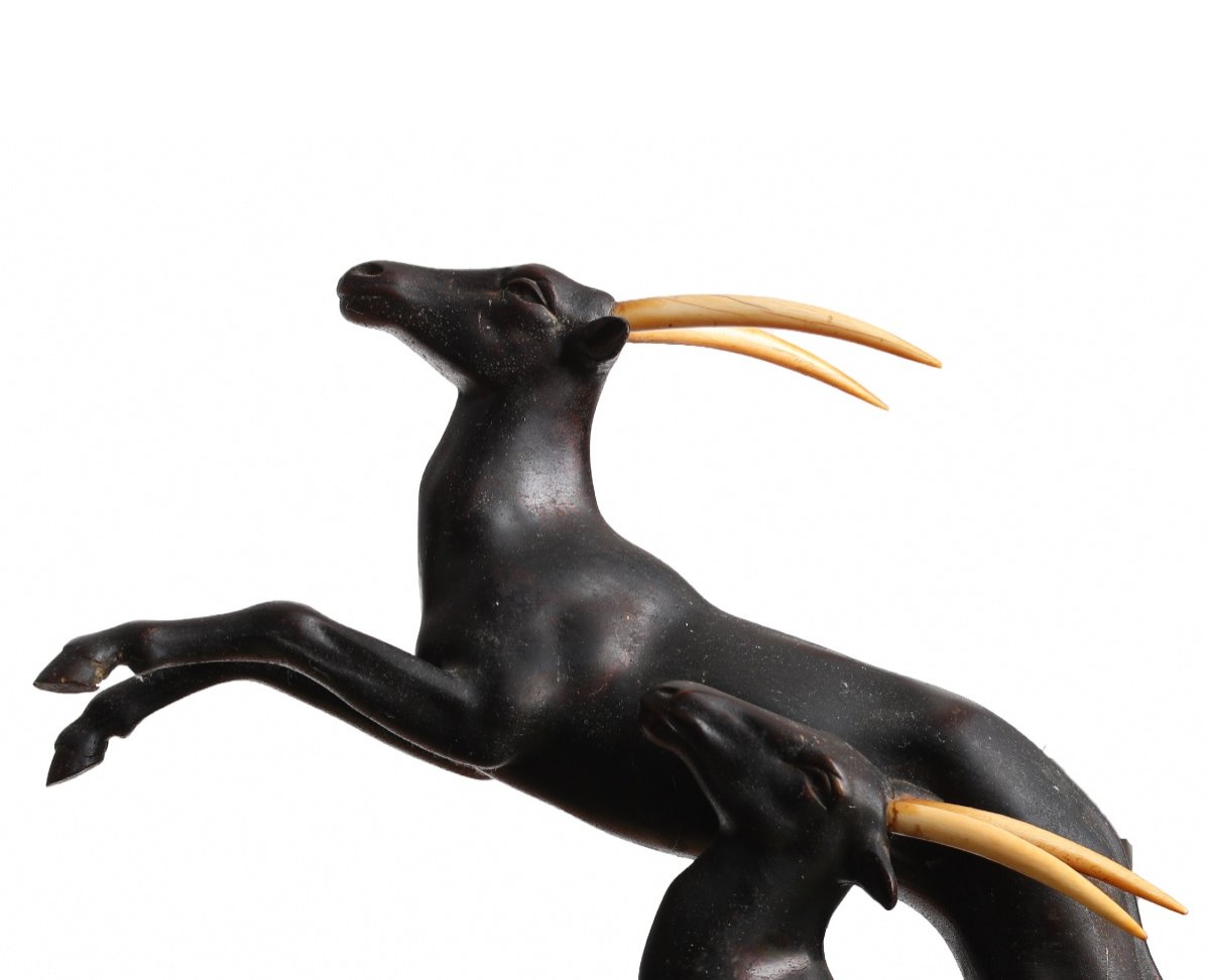 Grande Sculpture Diane Chasseresse d'Antilopes Par Ugo Cipriani (1887-1960) Art Deco 1930-photo-6