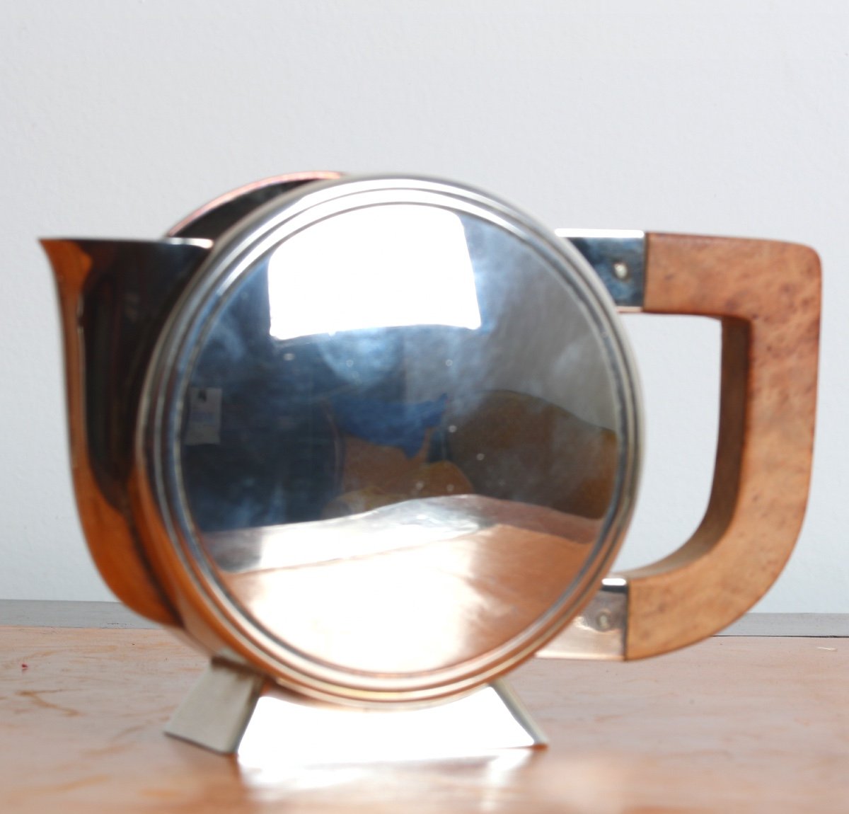 Service a Thé Café En Métal Argenté & Bois par Christofle, design Christian Fjerdingstad - Art Déco 1933-photo-7