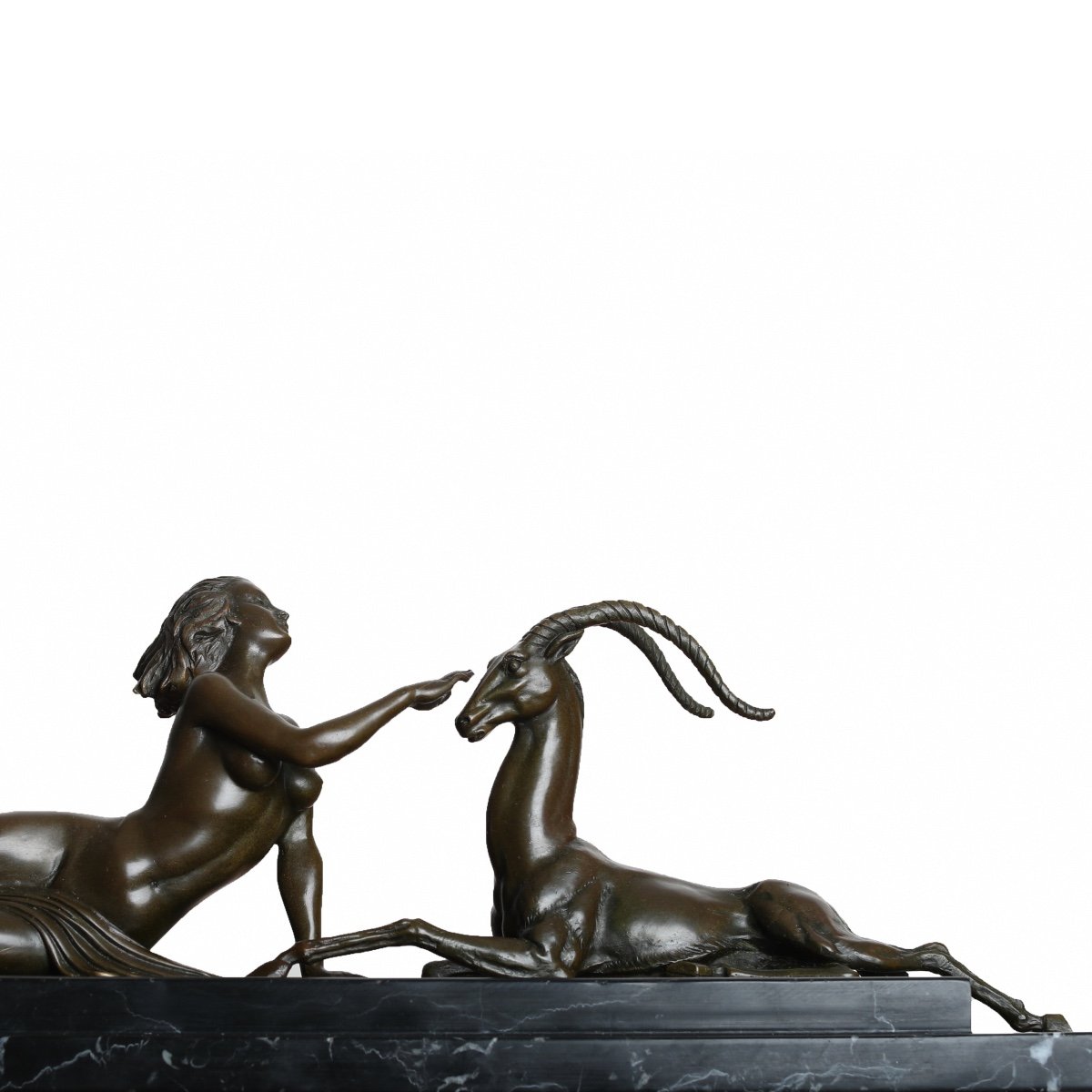 Sculpture En Bronze "Femme A l'Antilope"  Par Alexandre Kéléty (1874-1940) -  Art Deco-photo-2