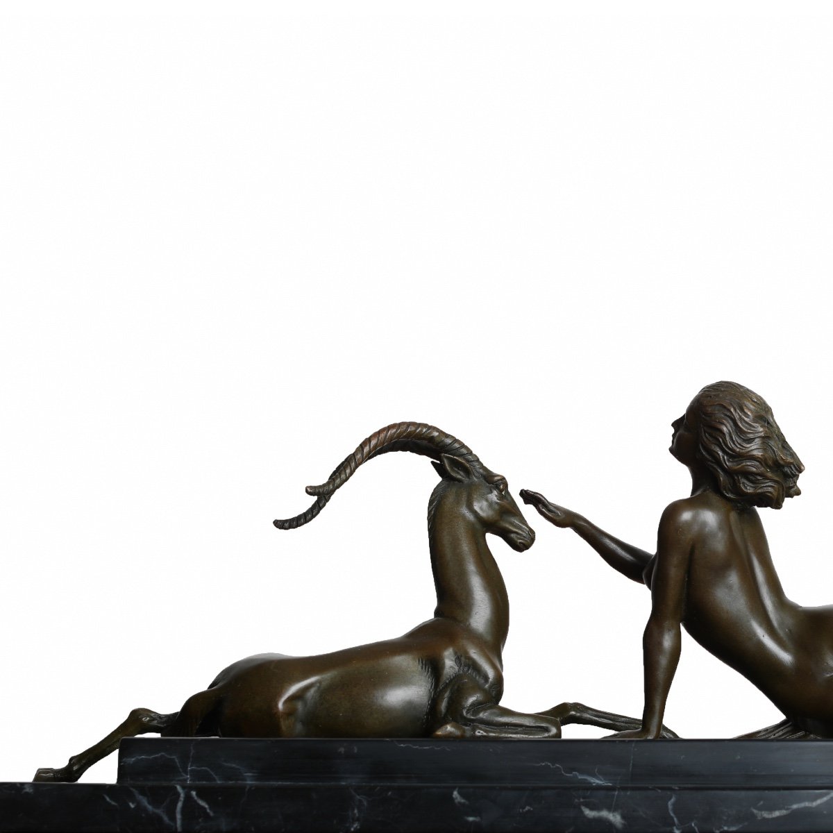 Sculpture En Bronze "Femme A l'Antilope"  Par Alexandre Kéléty (1874-1940) -  Art Deco-photo-4
