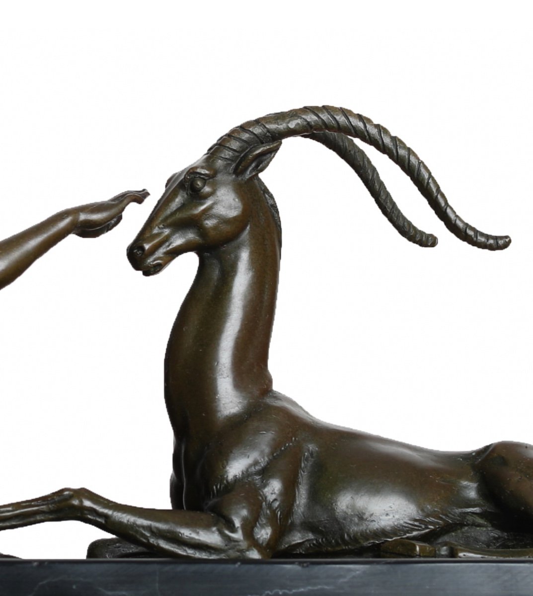 Sculpture En Bronze "Femme A l'Antilope"  Par Alexandre Kéléty (1874-1940) -  Art Deco-photo-2