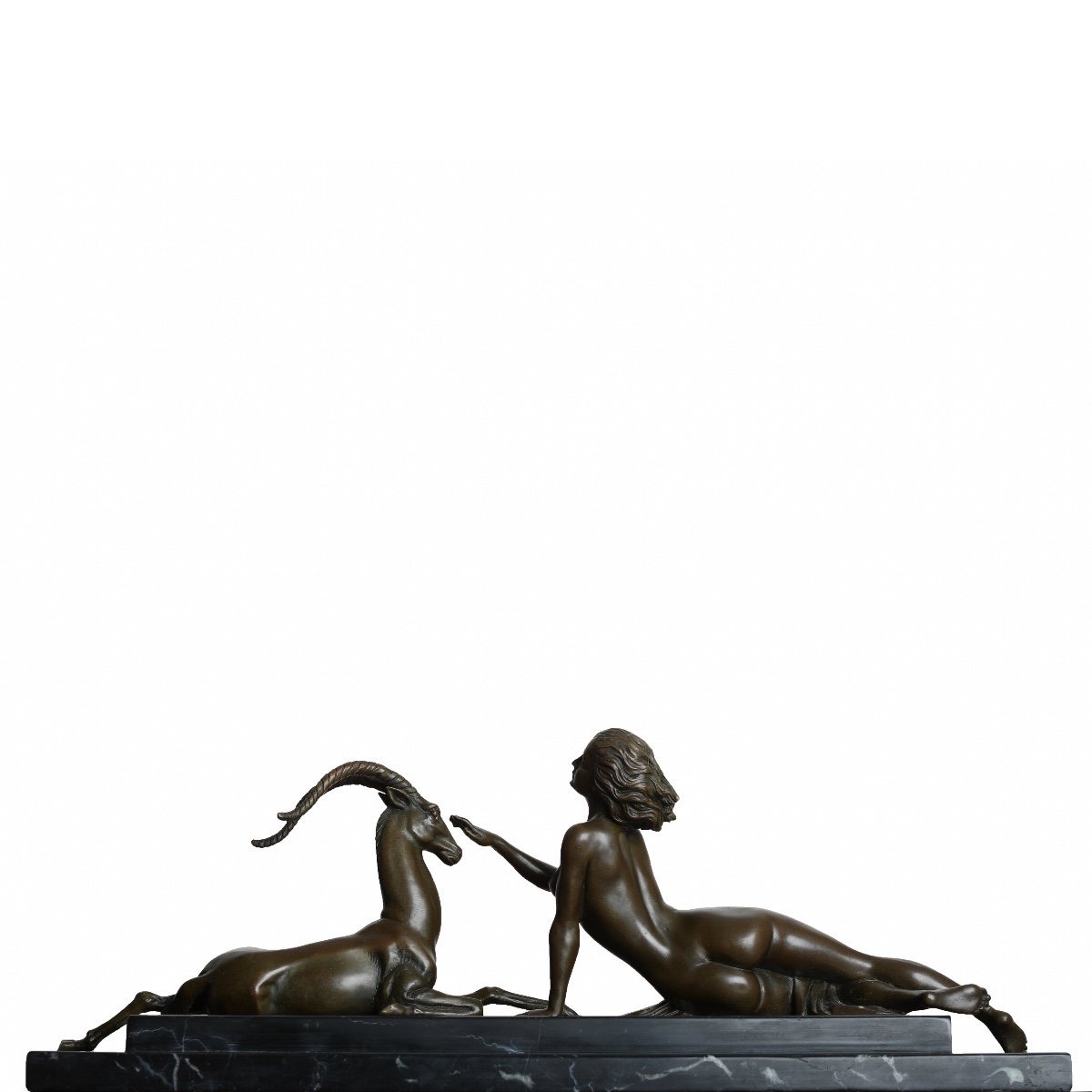 Sculpture En Bronze "Femme A l'Antilope"  Par Alexandre Kéléty (1874-1940) -  Art Deco-photo-3