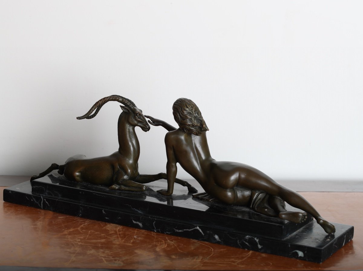 Sculpture En Bronze "Femme A l'Antilope"  Par Alexandre Kéléty (1874-1940) -  Art Deco-photo-6