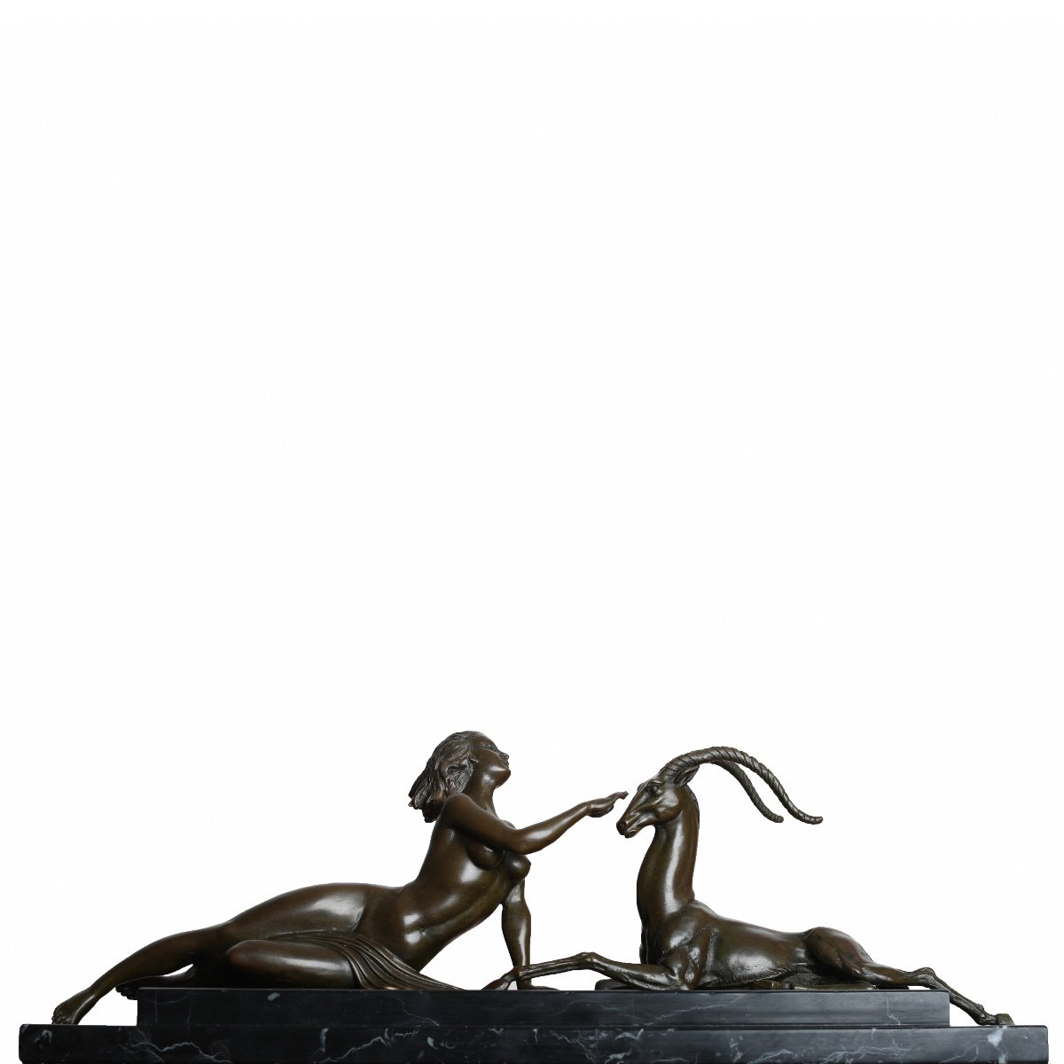 Sculpture En Bronze "Femme A l'Antilope"  Par Alexandre Kéléty (1874-1940) -  Art Deco
